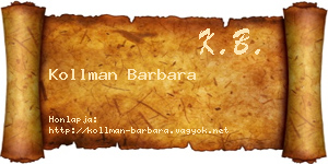 Kollman Barbara névjegykártya